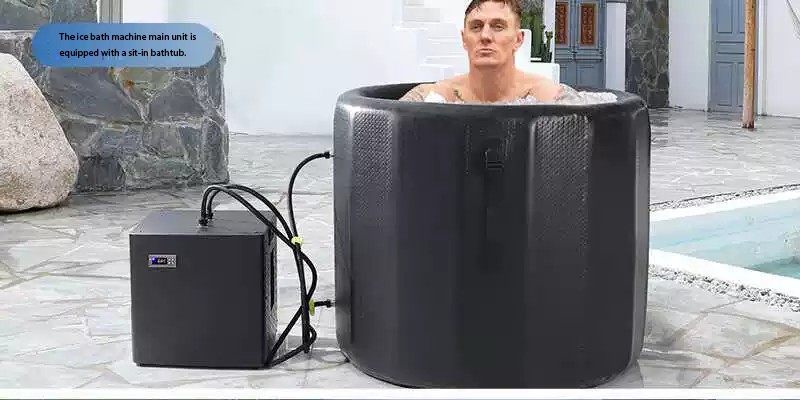 Ice bath in use with 0.5 HP chiller maintaining low temperature