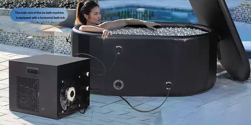 Ice bath in use with 1 HP chiller unit maintaining low water temperature
